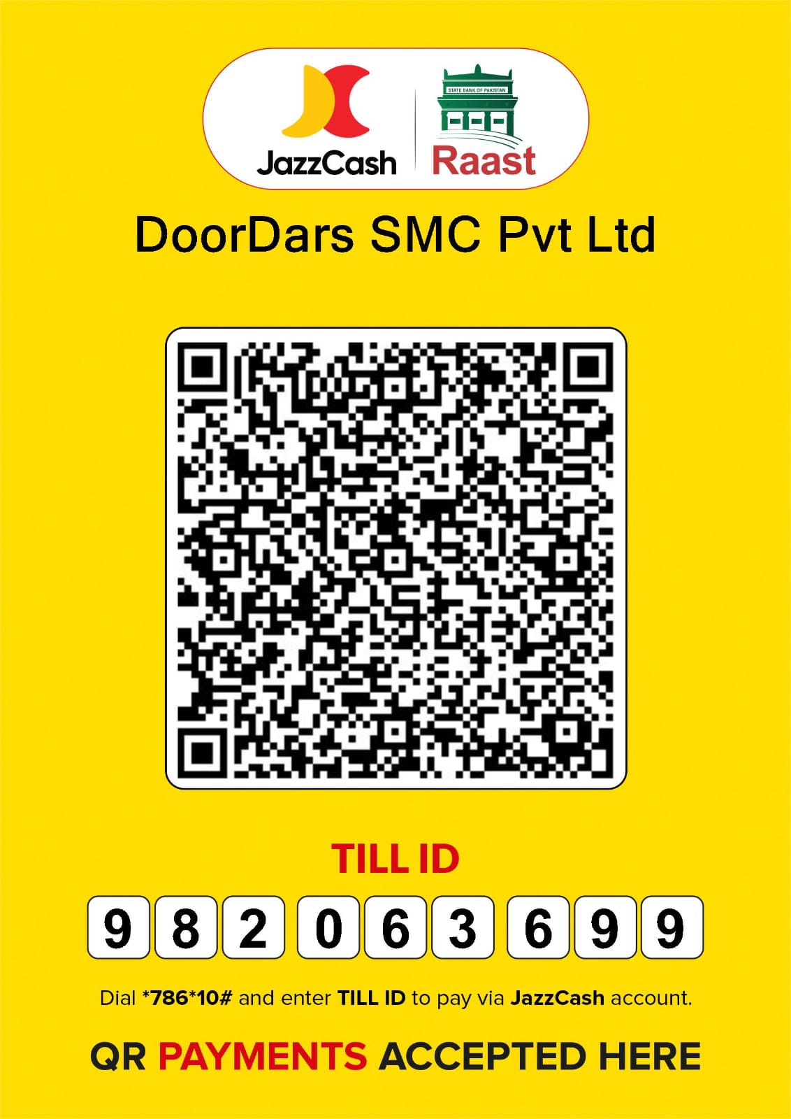 JazzCash Payment QR Code with Till ID